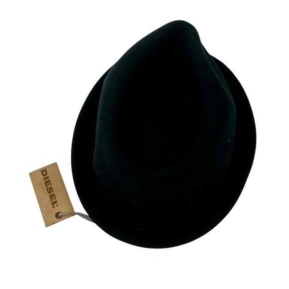 Diesel Industry 100% Wool Fedora Hat Black Made in Macedonia Size 11 - Picture 5 of 6
